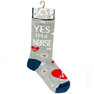 Primitives by Kathy Nurse Appreciation Socks - Gray and Red